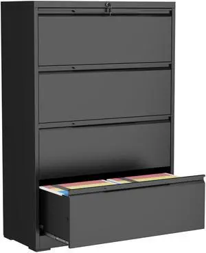 4 Drawer Lateral File Cabinet with Lock,Metal File Cabinets for Home Office,Locking Filing Cabinet for Letters/Legal/A4 Size, Assembly Required,Black 4 Drawer-36 W 4 Drawer Lateral File Cabinet with Lock,Metal File Cabinets for Home Office,Locking Filing Cabinet for Letters/Legal/A4 Size, Assembly Required,Black 4 Drawer-36 W