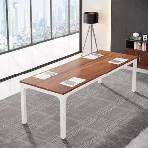 6.5FT Conference Table, 78.7-Inch Rectangle Meeting Seminar Table, Large Business Tables for 6-8 People (Only Table) (Walnut+White) 6.5FT Conference Table, 78.7-Inch Rectangle Meeting Seminar Table, Large Business Tables for 6-8 People (Only Table) (Walnut+White)