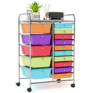 15-Drawer Rolling Storage Cart, Mobile Utility Cart on Wheels, Removable & 2-Sized Storage Drawers for Home, Study, Office, School,Paper Organizer (Multicolor) 15-Drawer Rolling Storage Cart, Mobile Utility Cart on Wheels, Removable & 2-Sized Storage Drawers for Home, Study, Office, School,Paper Organizer (Multicolor)
