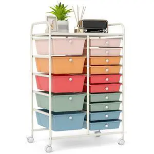 15-Drawer Rolling Storage Cart, Mobile Utility Cart on Wheels, Removable & 2-Sized Storage Drawers for Home, Study, Office, School,Paper Organizer (Macaron) 15-Drawer Rolling Storage Cart, Mobile Utility Cart on Wheels, Removable & 2-Sized Storage Drawers for Home, Study, Office, School,Paper Organizer (Macaron)