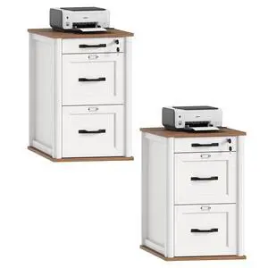 3 Drawer File Cabinet with Lock Set of 2, Wooden Farmhouse Filing Cabinet with Storage Fits Letter and A4 Size, Vertical Printer Stand for Home Office, Walnut and White 3 Drawer File Cabinet with Lock Set of 2, Wooden Farmhouse Filing Cabinet with Storage Fits Letter and A4 Size, Vertical Printer Stand for Home Office, Walnut and White