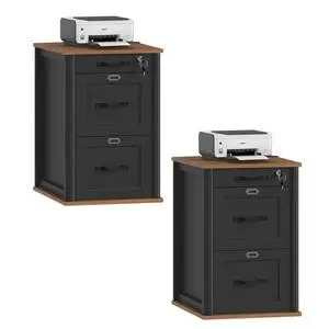 3 Drawer File Cabinet with Lock Set of 2, Wooden Farmhouse Filing Cabinet with Storage Fits Letter and A4 Size, Vertical Printer Stand for Home Office, Rustic Brown and Black 3 Drawer File Cabinet with Lock Set of 2, Wooden Farmhouse Filing Cabinet with Storage Fits Letter and A4 Size, Vertical Printer Stand for Home Office, Rustic Brown and Black
