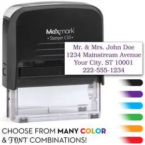 Custom Self Inking Rubber Stamp - Up to 4 Lines of Text - Choose from 15 Ink Colors - Medium Size Custom Self Inking Rubber Stamp - Up to 4 Lines of Text - Choose from 15 Ink Colors - Medium Size