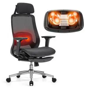 Massage Office Chair with Footrest, High Back Ergonomic Desk Chair with Adjustable Headrest, 3D Armrests, 2D Lumbar Heated Shiatsu Massage, 4-Position Recline, Mesh Seat, Black Massage Office Chair with Footrest, High Back Ergonomic Desk Chair with Adjustable Headrest, 3D Armrests, 2D Lumbar Heated Shiatsu Massage, 4-Position Recline, Mesh Seat, Black