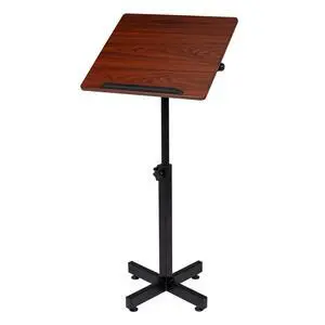 Classic Lectern Podium Stand, Height Adjustable Church Classroom Lecture, Portable Presentation Concert Podium, Multi-Function Reading or Laptop Desk with Edge Stopper, Brown (Brown) Classic Lectern Podium Stand, Height Adjustable Church Classroom Lecture, Portable Presentation Concert Podium, Multi-Function Reading or Laptop Desk with Edge Stopper, Brown (Brown)