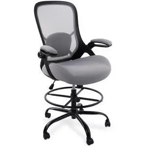 400lbs Heavy Duty Drafting Chair 5" Thickened Seat Office Chair with Flip-Up Armrests Tall Ergonomic Computer Chair with Lumbar Support and Adjustable Footrest Ring Standing Desk Chair(Grey) 400lbs Heavy Duty Drafting Chair 5" Thickened Seat Office Chair with Flip-Up Armrests Tall Ergonomic Computer Chair with Lumbar Support and Adjustable Footrest Ring Standing Desk Chair(Grey)