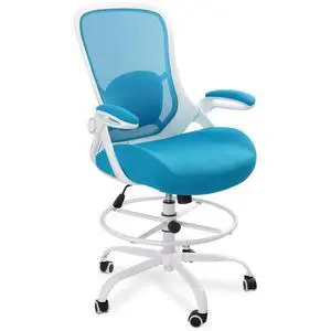 400lbs Heavy Duty Drafting Chair 5" Thickened Seat Office Chair with Flip-Up Armrests Tall Ergonomic Computer Chair with Lumbar Support and Adjustable Footrest Ring Standing Desk Chair (Blue) 400lbs Heavy Duty Drafting Chair 5" Thickened Seat Office Chair with Flip-Up Armrests Tall Ergonomic Computer Chair with Lumbar Support and Adjustable Footrest Ring Standing Desk Chair (Blue)