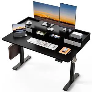55 x 30 Inch Electric Standing Desk with 2 Drawers, Adjustable Height Widened Stand Up Desk with Storage, Sit to Stand Ergonomic Workstation for Home Office, Classic Black 55 x 30 Inch Electric Standing Desk with 2 Drawers, Adjustable Height Widened Stand Up Desk with Storage, Sit to Stand Ergonomic Workstation for Home Office, Classic Black