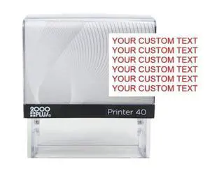 2000 Plus Series Custom Self-Inking Stamp, Small Size Up to 6 Lines, 13/16" x 2 3/16 inches, 5 Color Choices (Large) 2000 Plus Series Custom Self-Inking Stamp, Small Size Up to 6 Lines, 13/16" x 2 3/16 inches, 5 Color Choices (Large)