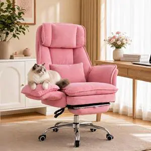 Office Chair with Flip Armrests & Foot Rest,Criss Cross Legged Home Office Desk Chair with Pet Seat,Ergonomic Reclining Computer Gaming Chair,High Back Executive Chair with Lumbar Pillow (Pink) Office Chair with Flip Armrests & Foot Rest,Criss Cross Legged Home Office Desk Chair with Pet Seat,Ergonomic Reclining Computer Gaming Chair,High Back Executive Chair with Lumbar Pillow (Pink)