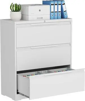 3-Drawer Metal File Cabinet with Lock,Steel Printer Stand with Storage for Home Office,Lateral Filing Cabinet for Legal/Letter/A4 Files,Assembly Required(35.43''W-3 Drawers,White) 3-Drawer Metal File Cabinet with Lock,Steel Printer Stand with Storage for Home Office,Lateral Filing Cabinet for Legal/Letter/A4 Files,Assembly Required(35.43''W-3 Drawers,White)
