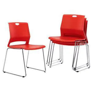 Red Stacking Chairs-Set of 4 Red Stacking Chairs-Set of 4