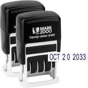S120 Self-Inking Date Stamp - Blue Color - Pack of 2 S120 Self-Inking Date Stamp - Blue Color - Pack of 2