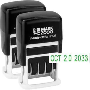 S120 Self-Inking Date Stamp - Green Color - Pack of 2 S120 Self-Inking Date Stamp - Green Color - Pack of 2