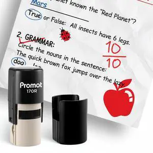 Teacher Self-Inking Stamp, Round Rubber Stamp (Red Apple) | Encourages Student Engagement, Makes Grading Faster, Crisp & Consistent Impressions, Built-In Self-Inking Mechanism Teacher Self-Inking Stamp, Round Rubber Stamp (Red Apple) | Encourages Student Engagement, Makes Grading Faster, Crisp & Consistent Impressions, Built-In Self-Inking Mechanism