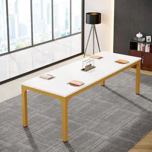 6.5FT Conference Table, 78.7'' Rectangular Meeting Desk for 6-8 | Modern Extra Long Office Table with Wooden Tabletop, Easy Assembly Large Office Bussiness Desk with Metal Leg for Office 6.5FT Conference Table, 78.7'' Rectangular Meeting Desk for 6-8 | Modern Extra Long Office Table with Wooden Tabletop, Easy Assembly Large Office Bussiness Desk with Metal Leg for Office
