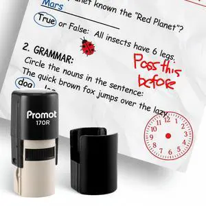 Teacher Self-Inking Stamp, Round Rubber Stamp (Clock Red) | Encourages Student Engagement, Makes Grading Faster, Crisp & Consistent Impressions, Built-In Self-Inking Mechanism Teacher Self-Inking Stamp, Round Rubber Stamp (Clock Red) | Encourages Student Engagement, Makes Grading Faster, Crisp & Consistent Impressions, Built-In Self-Inking Mechanism