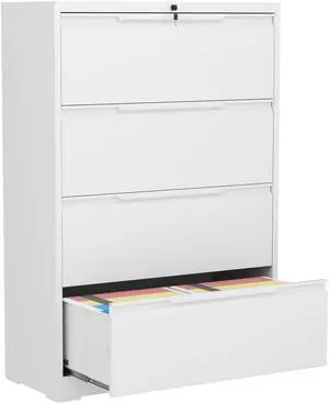 4 Drawer Lateral File Cabinet with Lock,Metal File Cabinets for Home Office,Locking Filing Cabinet for Letters/Legal/A4 Size, Assembly Required,White 4 Drawer-36 W 4 Drawer Lateral File Cabinet with Lock,Metal File Cabinets for Home Office,Locking Filing Cabinet for Letters/Legal/A4 Size, Assembly Required,White 4 Drawer-36 W