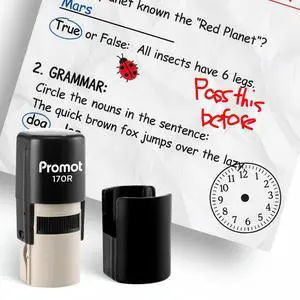 Teacher Self-Inking Stamp, Round Rubber Stamp (Clock Black) | Encourages Student Engagement, Makes Grading Faster, Crisp & Consistent Impressions, Built-In Self-Inking Mechanism Teacher Self-Inking Stamp, Round Rubber Stamp (Clock Black) | Encourages Student Engagement, Makes Grading Faster, Crisp & Consistent Impressions, Built-In Self-Inking Mechanism