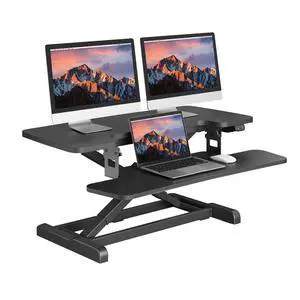 35" Electric Standing Desk Converter,Height Adjustable Riser for Office Home, Monitor and Laptop Workstation with Large Keyboard Tray, Black Color 35" Electric Standing Desk Converter,Height Adjustable Riser for Office Home, Monitor and Laptop Workstation with Large Keyboard Tray, Black Color