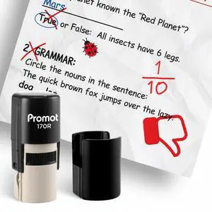 Teacher Self-Inking Stamp, Round Rubber Stamp (Thumbs Down Red) | Encourages Student Engagement, Makes Grading Faster, Crisp & Consistent Impressions, Built-In Self-Inking Mechanism Teacher Self-Inking Stamp, Round Rubber Stamp (Thumbs Down Red) | Encourages Student Engagement, Makes Grading Faster, Crisp & Consistent Impressions, Built-In Self-Inking Mechanism