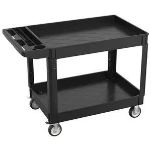 2 Tier Plastic Rolling Cart Utility Cart on Wheels, Heavy Duty Tool Carts with Ergonomic Storage Handle and Deep Shelfs, Work Cart Service Carts for Garage, Warehouse, Workshop, Office, Cleaning 2 Tier Plastic Rolling Cart Utility Cart on Wheels, Heavy Duty Tool Carts with Ergonomic Storage Handle and Deep Shelfs, Work Cart Service Carts for Garage, Warehouse, Workshop, Office, Cleaning