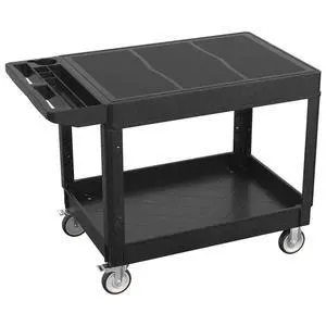 Large Garage Flat Top Utility Cart, Heavy Duty 2 Shelf Tool Cart Service Cart Rolling Push Carts with Ergonomic Handle 5" Swivel Casters Large Garage Flat Top Utility Cart, Heavy Duty 2 Shelf Tool Cart Service Cart Rolling Push Carts with Ergonomic Handle 5" Swivel Casters