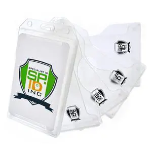 Bulk 50 Pack - Clear Hard Plastic Badge Holder Vertical - Side Load 2 Card Protector - Multiple Card ID Badge Holders - Heavy Duty Rigid/Hard Plastic by (Clear) Bulk 50 Pack - Clear Hard Plastic Badge Holder Vertical - Side Load 2 Card Protector - Multiple Card ID Badge Holders - Heavy Duty Rigid/Hard Plastic by (Clear)