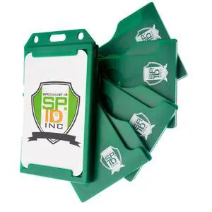 Bulk 50 Pack - Green Hard Plastic Badge Holder Vertical - Side Load 2 Card Protector - Multiple Card ID Badge Holders - Heavy Duty Rigid/Hard Plastic by (Green) Bulk 50 Pack - Green Hard Plastic Badge Holder Vertical - Side Load 2 Card Protector - Multiple Card ID Badge Holders - Heavy Duty Rigid/Hard Plastic by (Green)