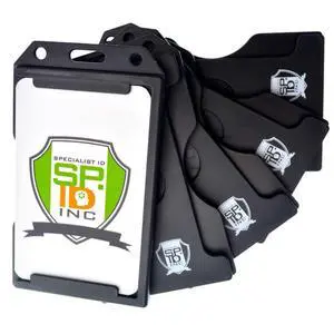 Bulk 50 Pack - Black Hard Plastic Badge Holder Vertical - Side Load 2 Card Protector - Multiple Card ID Badge Holders - Heavy Duty Rigid/Hard Plastic by (Black) Bulk 50 Pack - Black Hard Plastic Badge Holder Vertical - Side Load 2 Card Protector - Multiple Card ID Badge Holders - Heavy Duty Rigid/Hard Plastic by (Black)