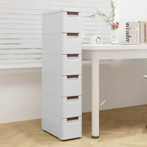 6-Drawer Plastic Storage Cart, Narrow Organizer Rolling Cart with 4 Wheels, Space-Saving Slim Mobile Utility for Bathroom, Office & Classroom 6-Drawer Plastic Storage Cart, Narrow Organizer Rolling Cart with 4 Wheels, Space-Saving Slim Mobile Utility for Bathroom, Office & Classroom