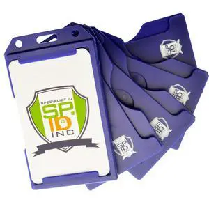 Bulk 50 Pack - Blue Hard Plastic Badge Holder Vertical - Side Load 2 Card Protector - Multiple Card ID Badge Holders - Heavy Duty Rigid/Hard Plastic by (Dark Blue) Bulk 50 Pack - Blue Hard Plastic Badge Holder Vertical - Side Load 2 Card Protector - Multiple Card ID Badge Holders - Heavy Duty Rigid/Hard Plastic by (Dark Blue)
