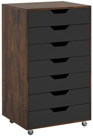 7 Drawers Filing Cabinet, Vertical File Cabinet for Home Office, Mobile Under Desk Office Storage Cabinets with Wheels (Rustic Brown) 7 Drawers Filing Cabinet, Vertical File Cabinet for Home Office, Mobile Under Desk Office Storage Cabinets with Wheels (Rustic Brown)