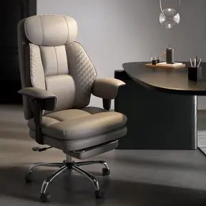 Leather Big and Tall Office Chair Ergonomic, Footrest, Grey | High Back Desk Chair, Computer Chair with Adjustable Armrests, Rocking Function, Thick Back & Cushion, BIFMA & SGS Certified Leather Big and Tall Office Chair Ergonomic, Footrest, Grey | High Back Desk Chair, Computer Chair with Adjustable Armrests, Rocking Function, Thick Back & Cushion, BIFMA & SGS Certified