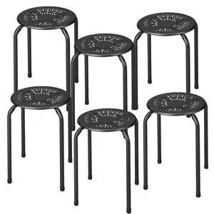 Stackable Stools 6 Pack, Portable Metal Stacking Stools for Classroom Round Nesting Chairs Flexible Seating for Home Office School, Black Stackable Stools 6 Pack, Portable Metal Stacking Stools for Classroom Round Nesting Chairs Flexible Seating for Home Office School, Black
