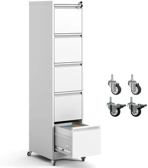 5 Drawer Locking File Cabinet with Wheels,Metal Filing Cabinets | White Rolling File Cabinet for Home Office,Heavy Duty Storage Cabinet for A4/Letter/Legal Size File,Assembly Required 5 Drawer Locking File Cabinet with Wheels,Metal Filing Cabinets | White Rolling File Cabinet for Home Office,Heavy Duty Storage Cabinet for A4/Letter/Legal Size File,Assembly Required