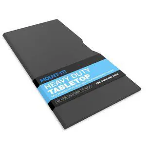 Premium Tabletop for Sit Stand Desktops (60" Wide, 29.5" Deep, 1" Thick), Standing Desk Top Only with Beveled Front Edge and Cable Management Cut-Out - Wood Table Top Slab in Black Premium Tabletop for Sit Stand Desktops (60" Wide, 29.5" Deep, 1" Thick), Standing Desk Top Only with Beveled Front Edge and Cable Management Cut-Out - Wood Table Top Slab in Black