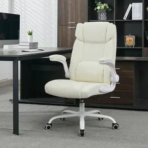 Office Desk Chair,Ergonomic Conference Room Chairs,Mid Back Executive Leather Chair,Comfy Computer Desk Chairs with Adjustable Flip-Up Arms and Rocking Function (Beige) Office Desk Chair,Ergonomic Conference Room Chairs,Mid Back Executive Leather Chair,Comfy Computer Desk Chairs with Adjustable Flip-Up Arms and Rocking Function (Beige)