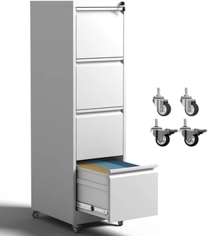 4 Drawer Locking File Cabinet with Wheels,Metal Filing Cabinets | White Rolling File Cabinet for Home Office,Heavy Duty Storage Cabinet for A4/Letter/Legal Size File,Assembly Required 4 Drawer Locking File Cabinet with Wheels,Metal Filing Cabinets | White Rolling File Cabinet for Home Office,Heavy Duty Storage Cabinet for A4/Letter/Legal Size File,Assembly Required