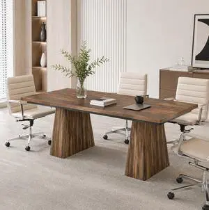 5FT Conference Table, Rectangular Meeting Table, Dark Brown | Base for 4-6Heavy-Duty Conference Room Table for Office, 63" L x 31.10" W x 29.53" H 5FT Conference Table, Rectangular Meeting Table, Dark Brown | Base for 4-6Heavy-Duty Conference Room Table for Office, 63" L x 31.10" W x 29.53" H