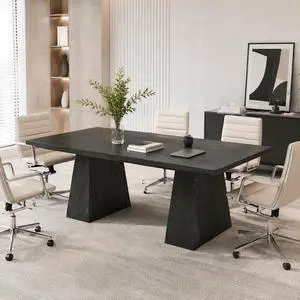 5FT Conference Table, Rectangular Meeting Table, Black,Modern | 63" Office Table with Pedestal Base for 4-6Heavy-Duty Conference Room Table for Office, 63" W x 31.10" D x 29.53" H 5FT Conference Table, Rectangular Meeting Table, Black,Modern | 63" Office Table with Pedestal Base for 4-6Heavy-Duty Conference Room Table for Office, 63" W x 31.10" D x 29.53" H