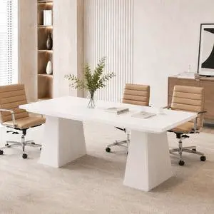 5FT Conference Table, Rectangular Conference Room Table, White | 63" Office Table with Pedestal Base for 4-6Heavy-Duty Meeting Table for Office Conference Room, 63" L x 31.10" W x 29.53" H 5FT Conference Table, Rectangular Conference Room Table, White | 63" Office Table with Pedestal Base for 4-6Heavy-Duty Meeting Table for Office Conference Room, 63" L x 31.10" W x 29.53" H