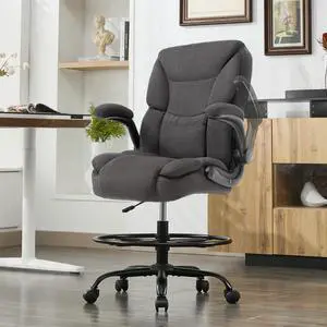500LBS Drafting Chair, High Back Safer Standing Desk Chair, Executive Tall Office Chair with Flip-up Armrests, Upholstered Fabric Task Chair, Ergonomic Seat with Adjustable Height&Foot Ring, Dark Gray 500LBS Drafting Chair, High Back Safer Standing Desk Chair, Executive Tall Office Chair with Flip-up Armrests, Upholstered Fabric Task Chair, Ergonomic Seat with Adjustable Height&Foot Ring, Dark Gray