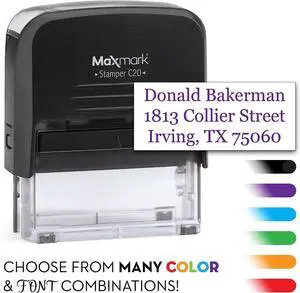 Custom Self Inking Rubber Stamp - Up to 3 Lines of Text - Choose from 15 Ink Colors - Small Size Custom Self Inking Rubber Stamp - Up to 3 Lines of Text - Choose from 15 Ink Colors - Small Size