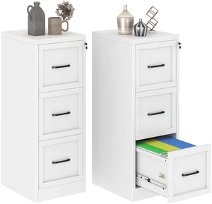 Metal Vertical File Cabinet with Lock, Home Office 3 Drawer Cabinet | 3 Drawer Filing Cabinet, Beside Desk File Cabinet, White Lockable Storage Cabinet, Fits Letter/Legal/A4 Size Metal Vertical File Cabinet with Lock, Home Office 3 Drawer Cabinet | 3 Drawer Filing Cabinet, Beside Desk File Cabinet, White Lockable Storage Cabinet, Fits Letter/Legal/A4 Size