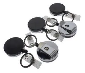5 Pack - Heavy Duty Retractable Badge Reel with Key Ring - All Metal Casing Card & Key Holders with Thick Nylon Cord, Belt Clip, Reinforced ID Strap & Keychain by 5 Pack - Heavy Duty Retractable Badge Reel with Key Ring - All Metal Casing Card & Key Holders with Thick Nylon Cord, Belt Clip, Reinforced ID Strap & Keychain by
