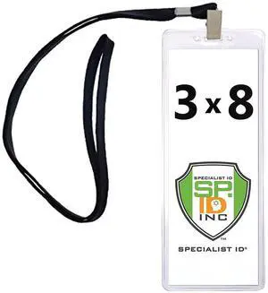 Bulk 100 Pack - Heavy Duty 3X8 Ticket Badge Holder with Lanyard - Clear Plastic Extra Large Top Load Card Sleeve Protector for Concert, Season Tickets & Sporting Event Pass by (Black) Bulk 100 Pack - Heavy Duty 3X8 Ticket Badge Holder with Lanyard - Clear Plastic Extra Large Top Load Card Sleeve Protector for Concert, Season Tickets & Sporting Event Pass by (Black)