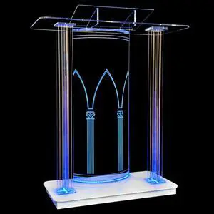 43IN Church Pulpit with 15 Colors Led Lights, Acrylic Pulpits for Churches, Transparent Podium Stand with Wheels& Spacious Reading Platform, Clear Lectern for Speech (37.4L*16.5W *42.7H) 43IN Church Pulpit with 15 Colors Led Lights, Acrylic Pulpits for Churches, Transparent Podium Stand with Wheels& Spacious Reading Platform, Clear Lectern for Speech (37.4L*16.5W *42.7H)