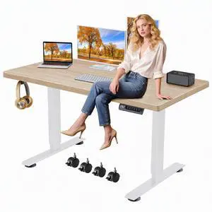 Hmimi 63'' ×24'' Height Adjustable Electric Standing Desk | Lockable Wheels, 4 Memory Presets, 2 Cable Holes, 2 Hooks, Free 40''×18'' Mouse Pad, Anti-Collision System, Oak Hmimi 63'' ×24'' Height Adjustable Electric Standing Desk | Lockable Wheels, 4 Memory Presets, 2 Cable Holes, 2 Hooks, Free 40''×18'' Mouse Pad, Anti-Collision System, Oak