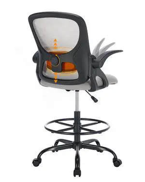 Drafting Chair with Arms, Tall Office Chair for Standing Desks | Ergonomic lumbar pad, breathable mesh and foot ring support forward-leaning posture for sewing, crafts and daily studio work Drafting Chair with Arms, Tall Office Chair for Standing Desks | Ergonomic lumbar pad, breathable mesh and foot ring support forward-leaning posture for sewing, crafts and daily studio work